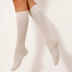 Kniekousen in effen kabeltricot - set van 2 paar