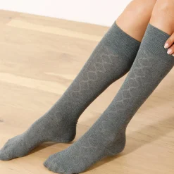 Kniekousen in effen kabeltricot - set van 2 paar