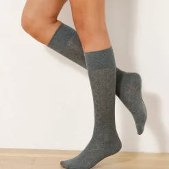 Kniekousen in effen kabeltricot - set van 2 paar