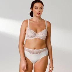 Korfbeha in tweekleurige kant en microvezel Pahala – met beugels
