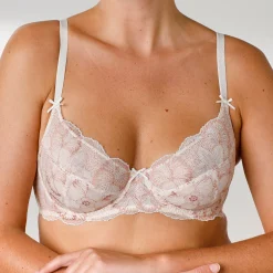 Korfbeha in tweekleurige kant en microvezel Pahala – met beugels
