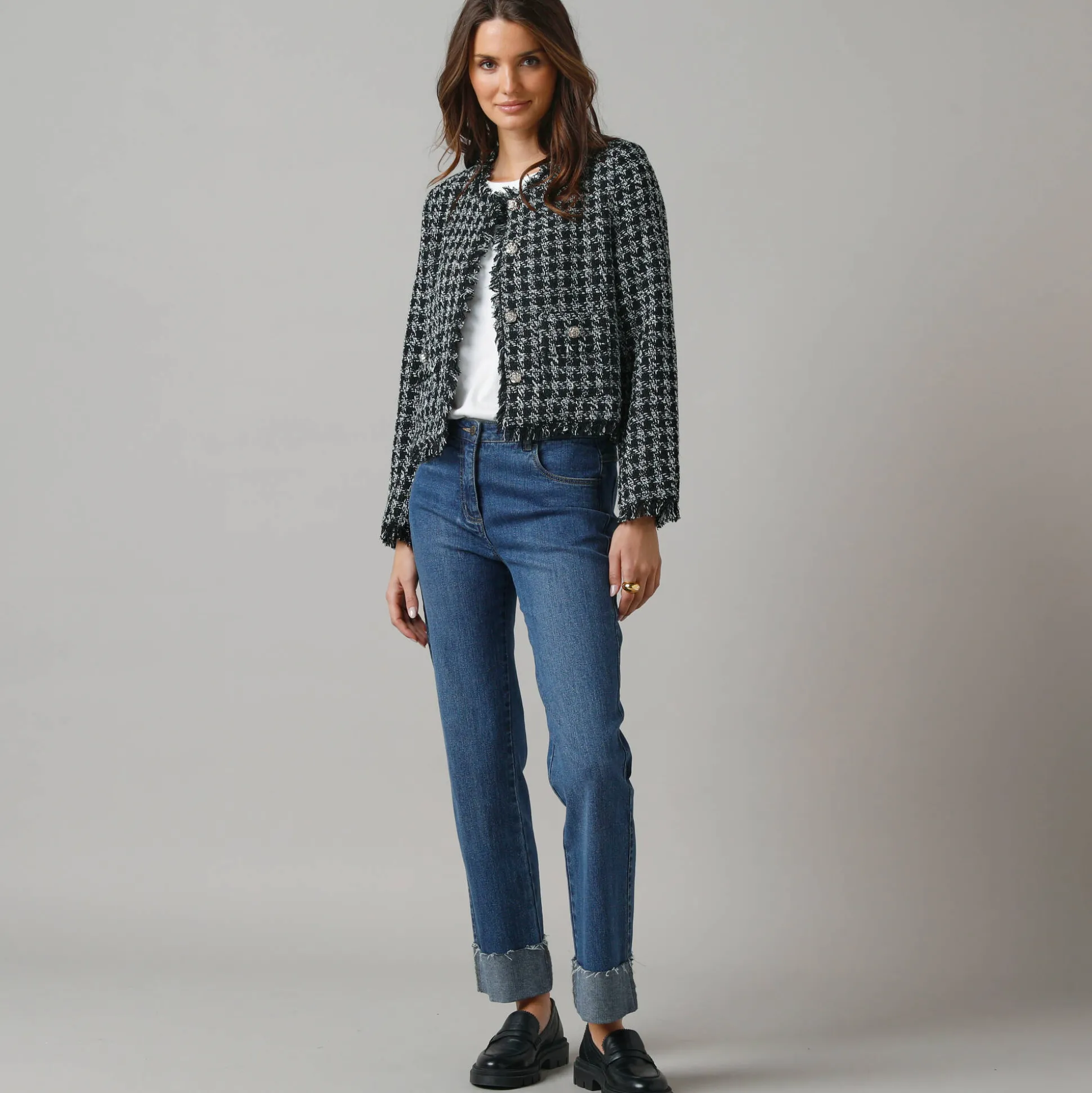Kort jasje in tweed
