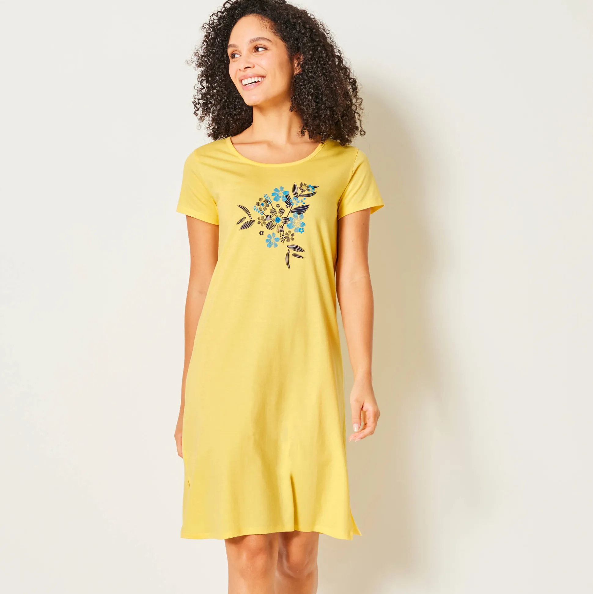 Kort nachthemd met bloemenprint