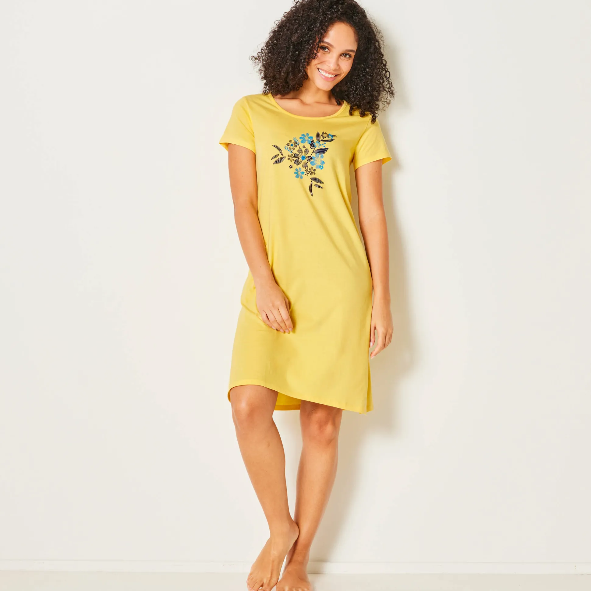 Kort nachthemd met bloemenprint