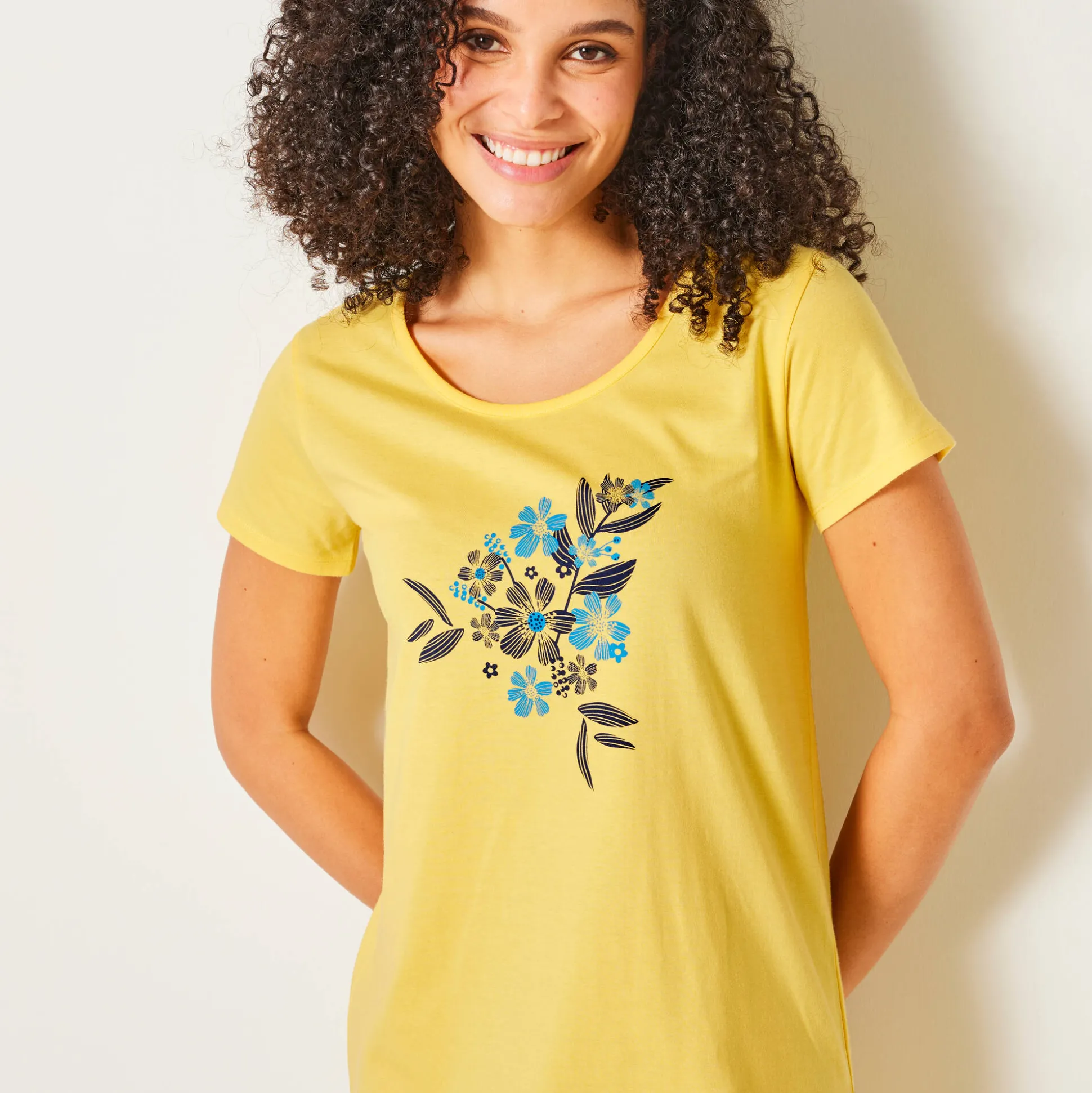 Kort nachthemd met bloemenprint