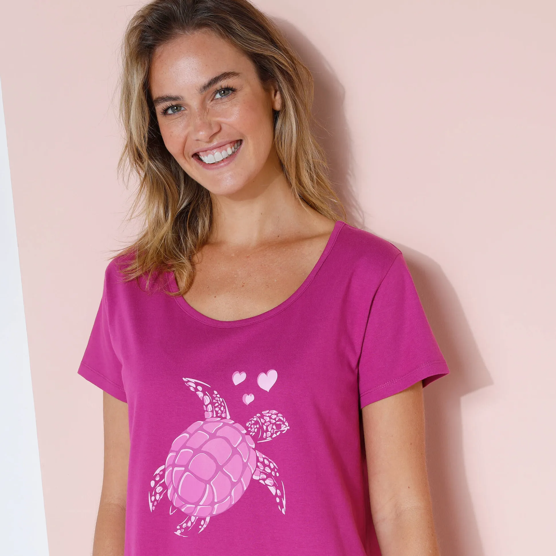 Kort nachthemd met schildpadprint