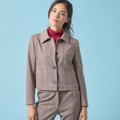 Korte blazer met ruitenprint, kleine lengtes