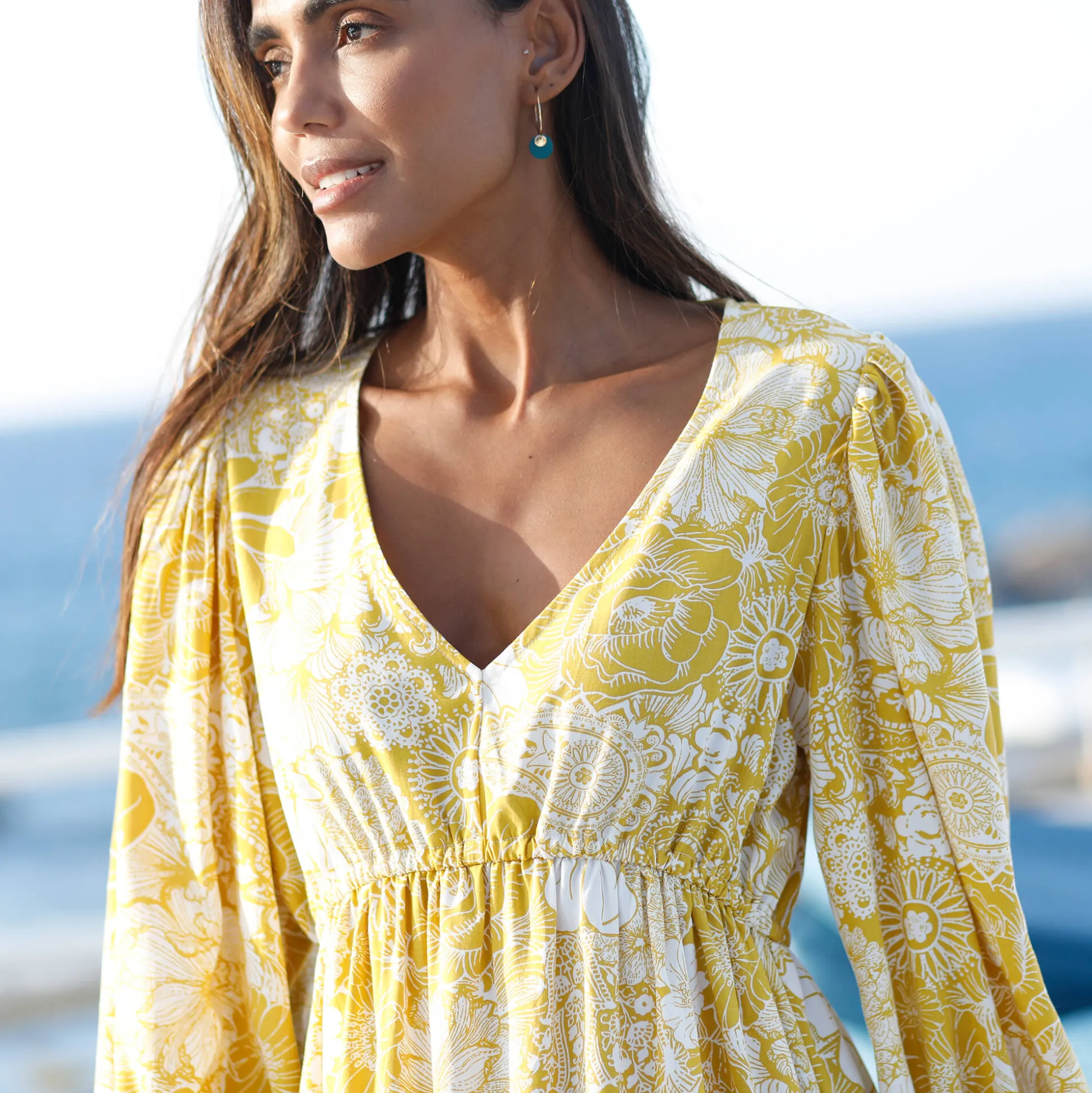 Korte jurk met bloemenprint, viscose