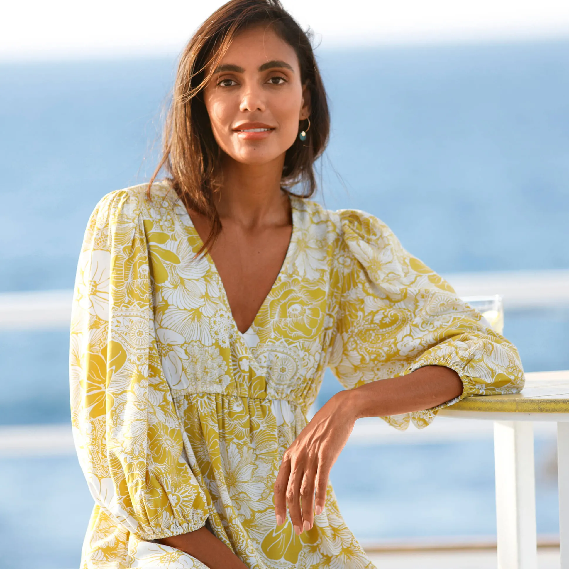 Korte jurk met bloemenprint, viscose