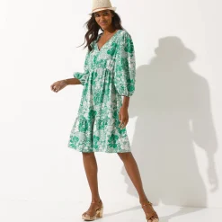 Korte jurk met bloemenprint, viscose