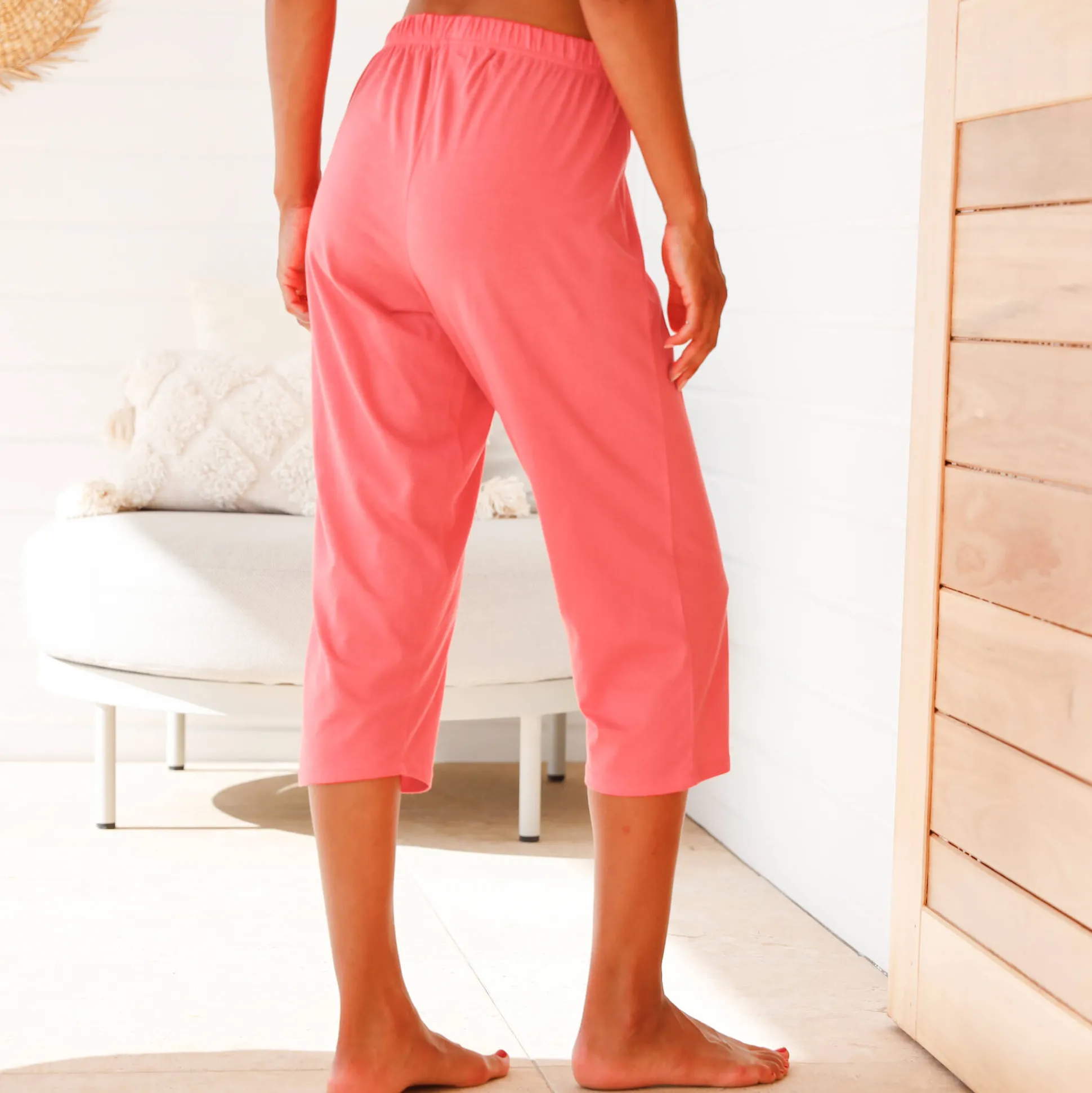 Korte pyjama in jersey en broderie anglaise