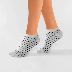 Korte sneakersokken met fantasiestippen - set van 5 paar