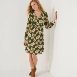 Korte textuurjurk met bloemenprint