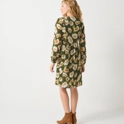 Korte textuurjurk met bloemenprint