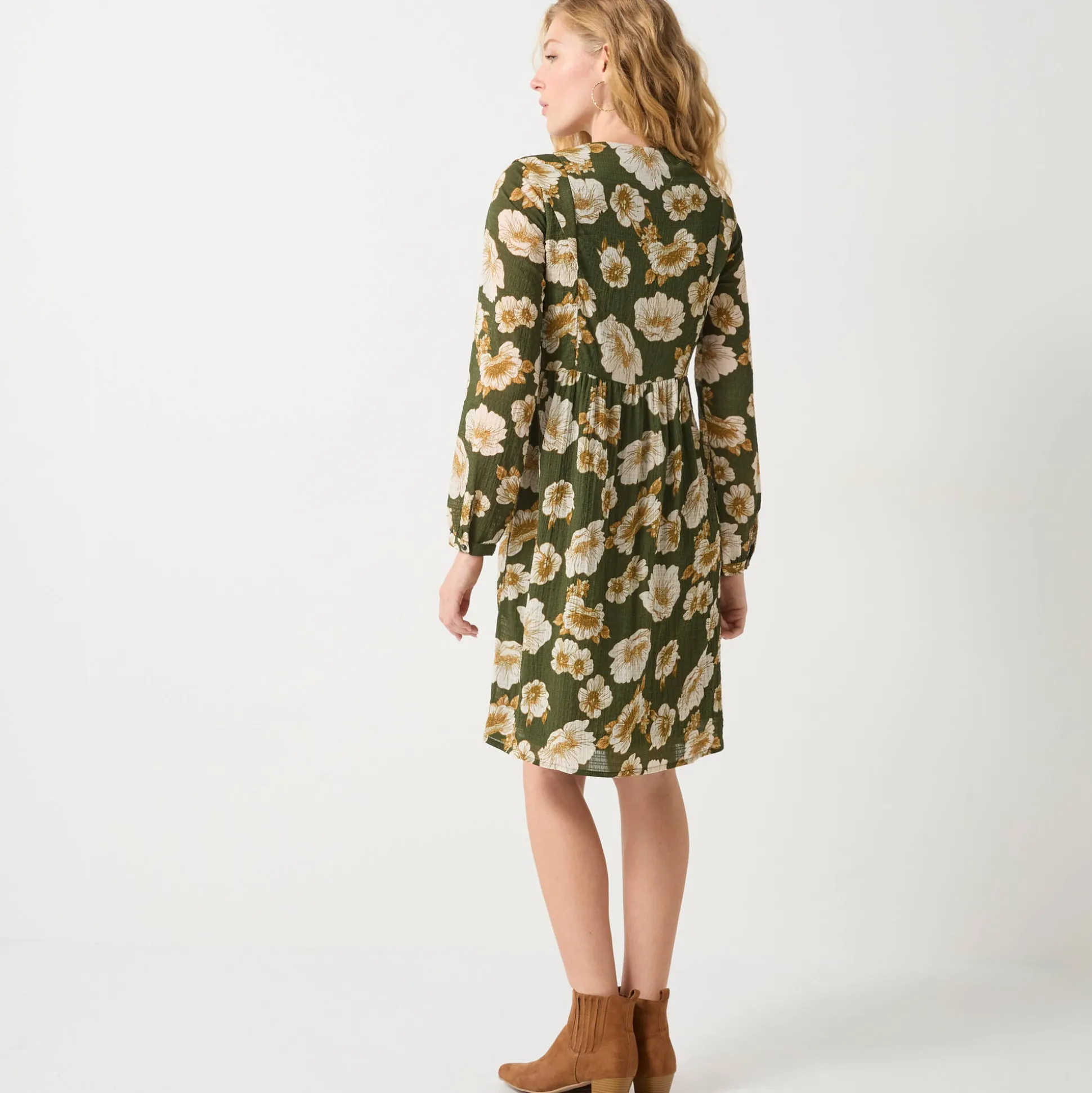 Korte textuurjurk met bloemenprint