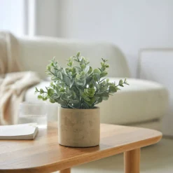 Kunstplant en cementpot