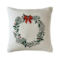 Kussen in katoenen lusjesstof, kerstborduursels