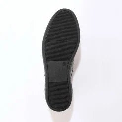 Lage sneakers in soepel leer met kroko-effect en rits