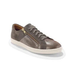 Lage sneakers met rits in soepel en glanzend leer