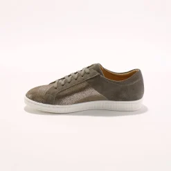 Lage sneakers met rits in soepel en glanzend leer