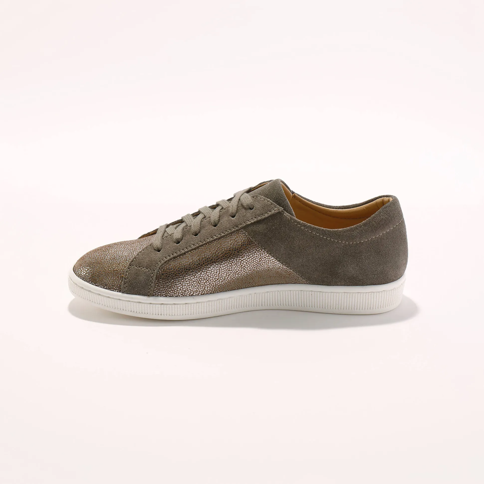 Lage sneakers met rits in soepel en glanzend leer