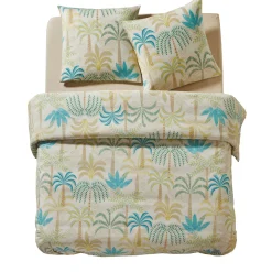 Lakenset Palmeraie met palmboomprint, in katoen