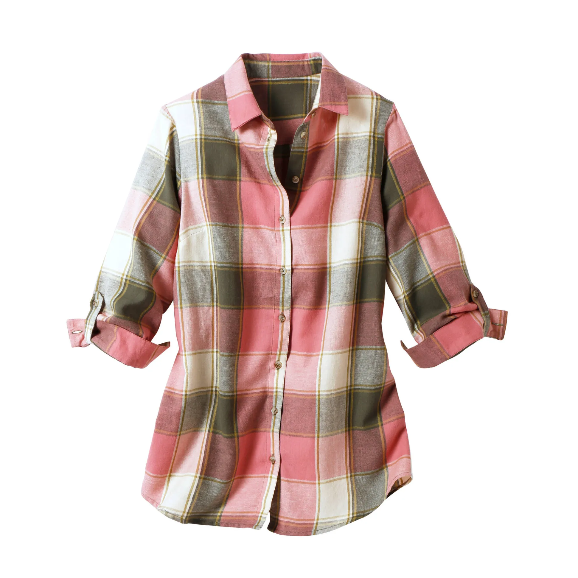 Lang hemd in flanel met grote ruiten