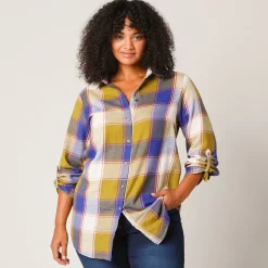 Lang hemd in flanel met grote ruiten
