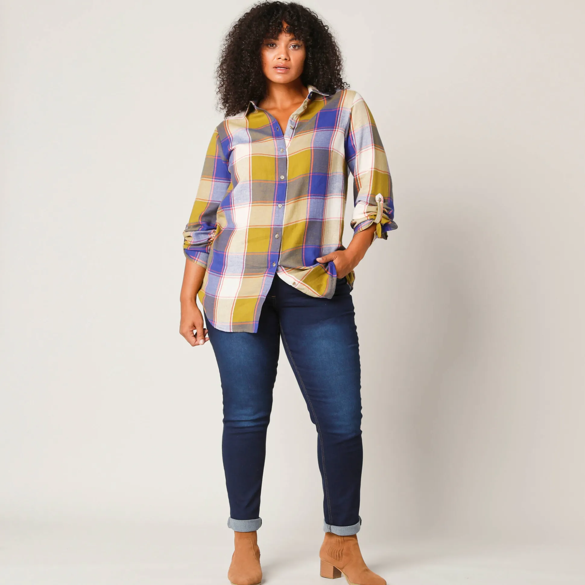 Lang hemd in flanel met grote ruiten