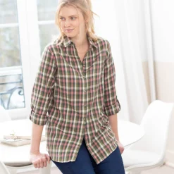 Lang hemd met ingeweven ruitjes, flanel