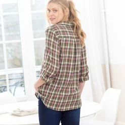 Lang hemd met ingeweven ruitjes, flanel