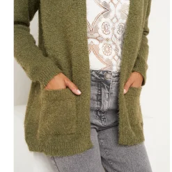 Lang vest in harig tricot