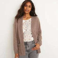 Lang vest in harig tricot