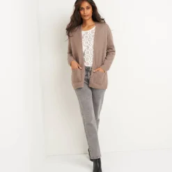 Lang vest in harig tricot
