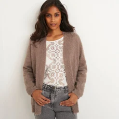 Lang vest in harig tricot
