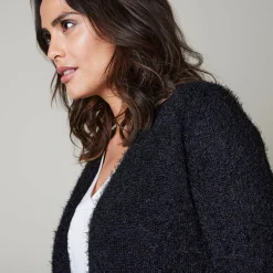 Lang vest in harig tricot