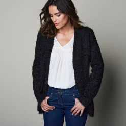 Lang vest in harig tricot