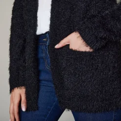 Lang vest in harig tricot