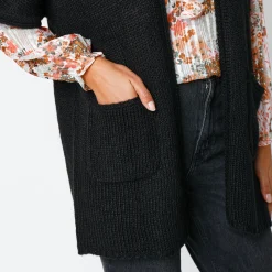 Lang vest met mohairtouch, korte mouwen