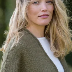 Lang vest met mohairtouch, korte mouwen