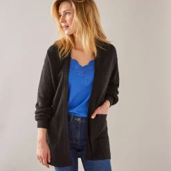 Lang vest, patenttricot met zachte touch