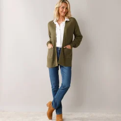 Lang vest, patenttricot met zachte touch