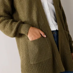 Lang vest, patenttricot met zachte touch