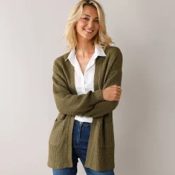 Lang vest, patenttricot met zachte touch