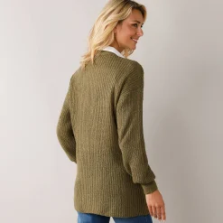 Lang vest, patenttricot met zachte touch
