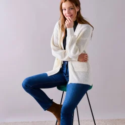 Lang vest, patenttricot met zachte touch