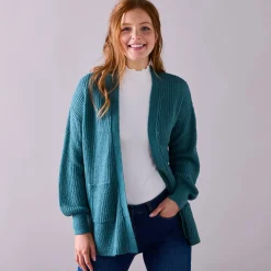 Lang vest, patenttricot met zachte touch