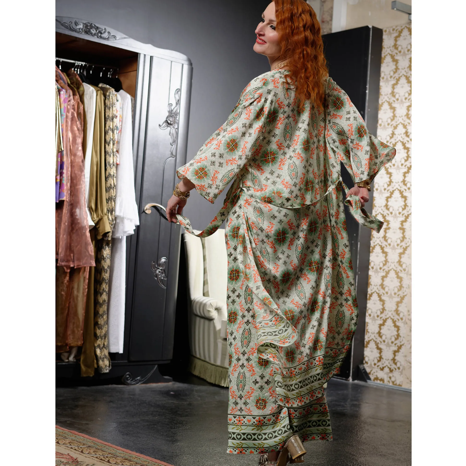 Lange, bedrukte kimono « Roubaix Nostalgie » - Marilyn Feltz