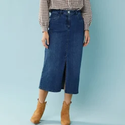 Lange jeansrok, kleine lengtes