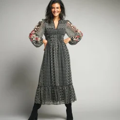 Lange jurk in voile, etnische print